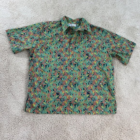 Tori Richard Uniforms Men Shirt L Pull Over Short Sleeve Hawaiian Half Button - Picture 1 of 11